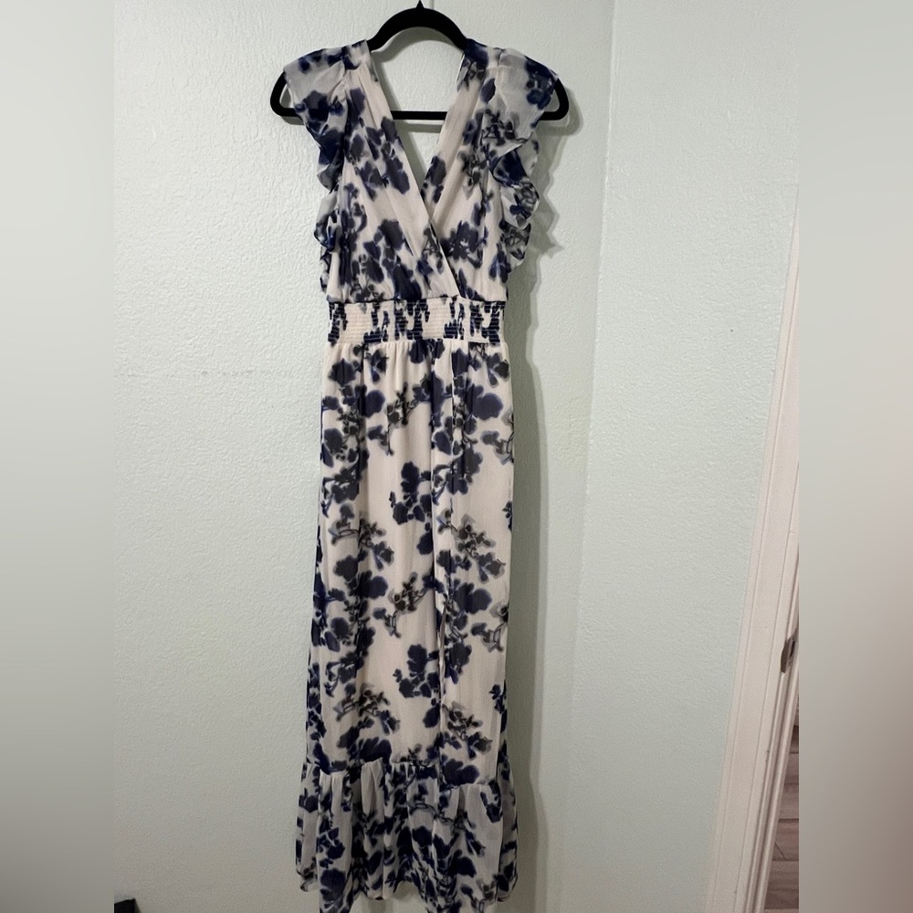 Express Blue and White Floral Maxi Dress